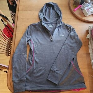 Fila Gray and Pink Pullover Hoodie